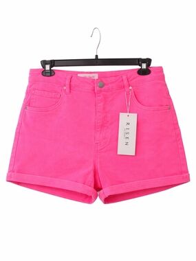 RISEN Neon Pink Denim Shorts NWT High Rise Stretch Boutique $60 Retail